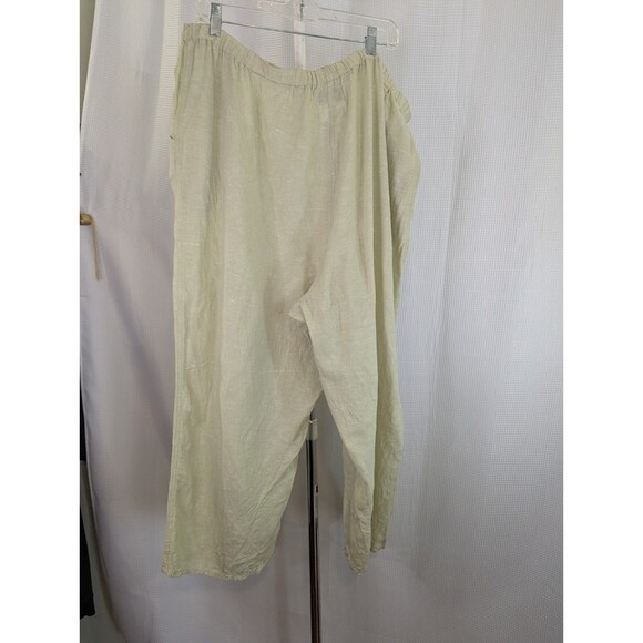 FLAX 2G 2X Light Green 100% Linen Pants Lagenlook 24" Crop Capri Floods (M12) - Picture 2 of 7